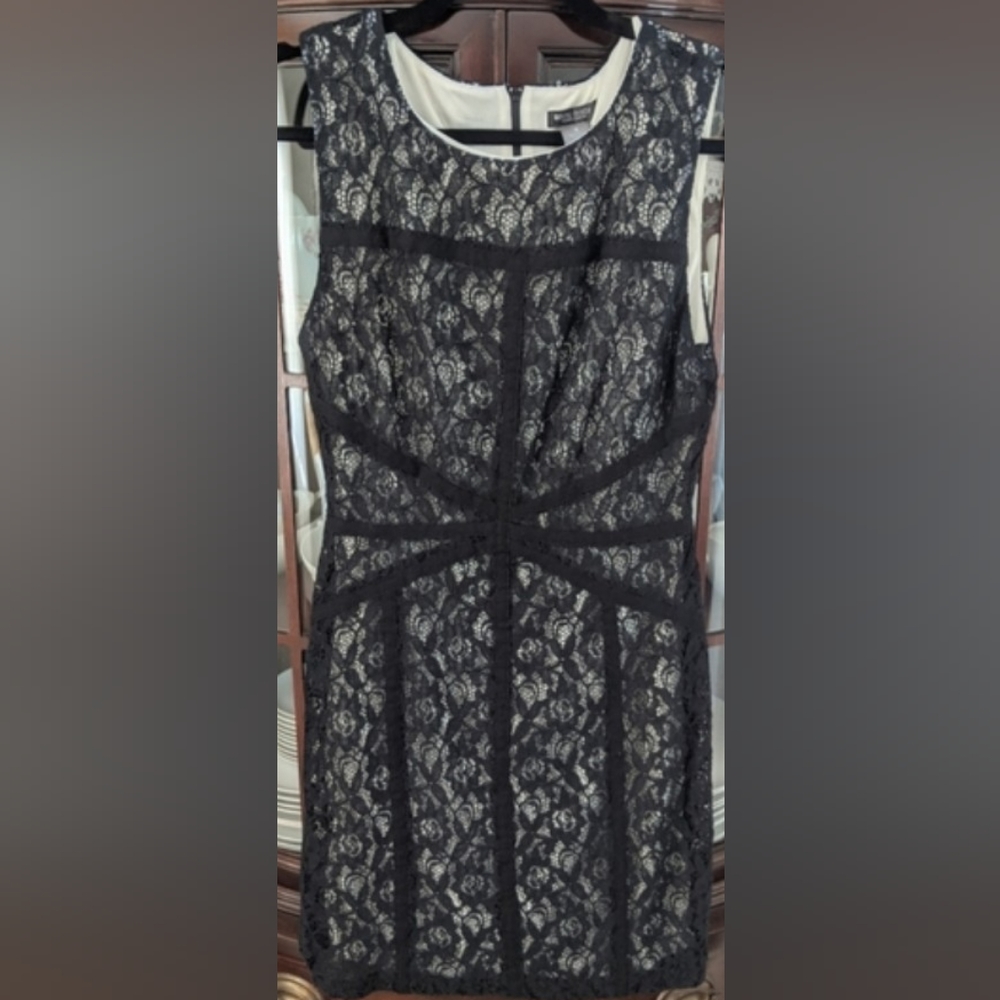 Lace Black ivory cream dress
